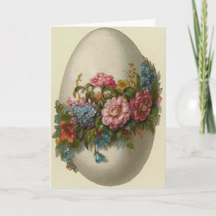 Påskkort med vintage påskägg och blommor helgkort