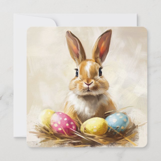 Påskkort söta kanin julkort (Framsida)