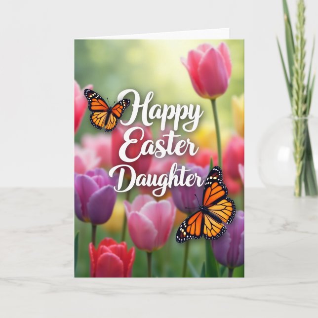 Påskkort till dotter med blommor kort (Framsida)