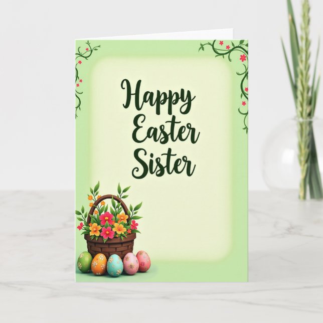 Påskkort till syster med falska blommor kort (Framsida)