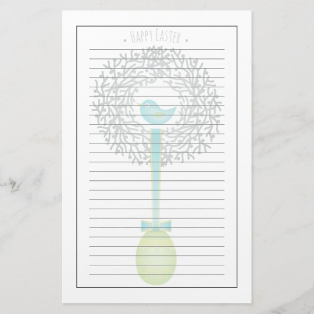 Påskkortet, fågel bygga bo och ägget brevpapper (Framsida)