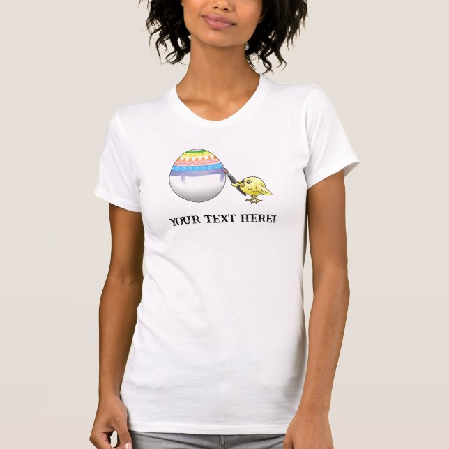 Påskkyckling målar ett färgglatt påskägg t shirt (Framsida)