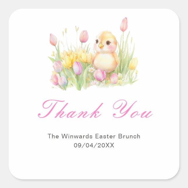 Påskkyckling Påskbrunch Fyrkantigt Klistermärke (Framsida)