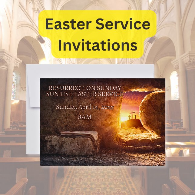 Påskkyrka Soluppgångstjänst Kors Inbjudan (Skapare uppladdad)