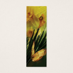 Påskliljar - första blomma av vårbokmärken litet visitkort