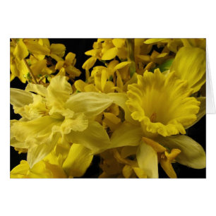 Påskliljar och Forsythia Hälsningskort