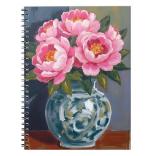 Påskliljevase Rosa blomma Påskliljor Akvarell Anteckningsbok