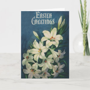 Påskliljor Blommor, Vintage religiös påsk Helgkort