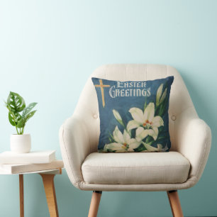 Påskliljor Blommor, Vintage religiös påsk Kudde