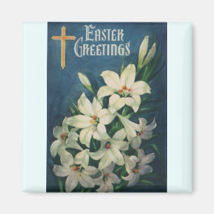 Påskliljor Blommor, Vintage religiös påsk Magnet