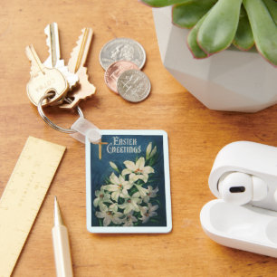 Påskliljor Blommor, Vintage religiös påsk Nyckelring