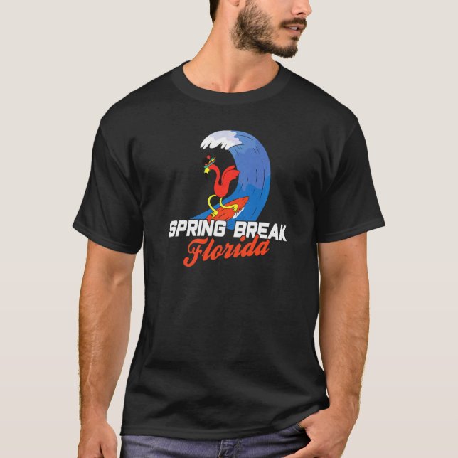 Påsklov Florida Coola Beach Surfing Flamingo T Shirt (Framsida)