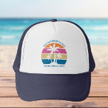 Påsklov Resa Tropical Beach Sunset Anpassningsbar Keps<br><div class="desc">Den här söta tropiska solnedgången handflatan träd är perfekt för en frakt i påsklov resa eller en semester i roligt med familjen. Anpassa den här övre roligten för din grupp att åka till stranden eller en återförening av en ö-familj.</div>