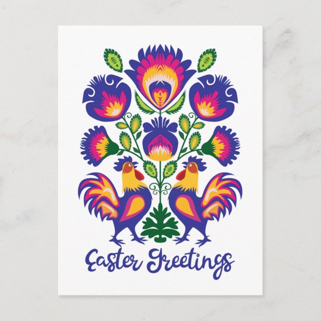 Påskmagi med 2 tuppar Anpassad  vykort (Framsida)