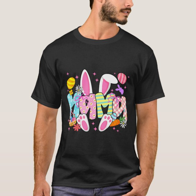 Påskmamma kanin öron coquette båge påsk kanin t shirt (Framsida)