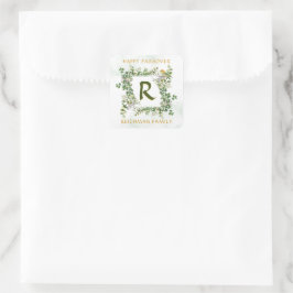 Påskmonogram Seder Blommig dekal Fyrkantigt Klistermärke