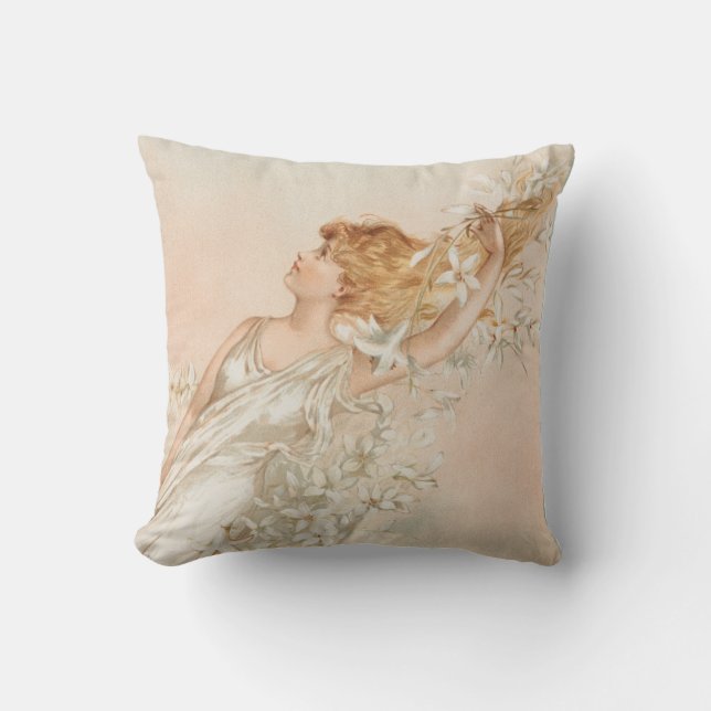 "Påskmorgon" - Vintagetryck, L. Prang & Co. Kudde (Framsida)