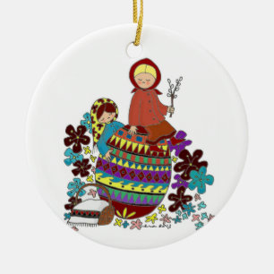 PåskmorgonPysanka ukrainsk Folk konst Julgransprydnad Keramik