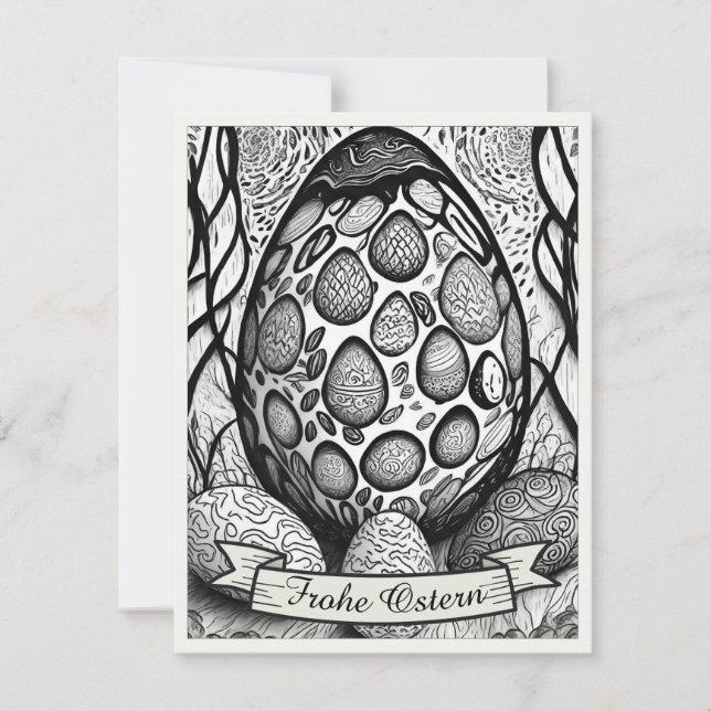 Påskmotiv monokromt Cartoon med påskägg 25024 (Framsida)