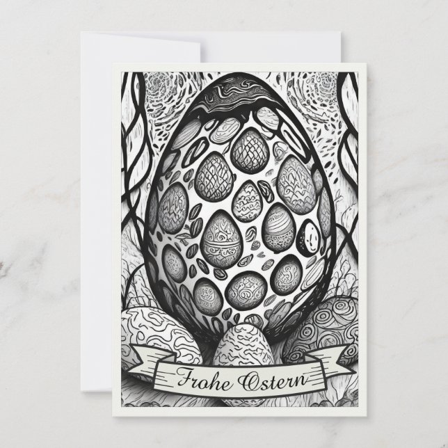 Påskmotiv monokromt Cartoon med påskägg 25024 (Framsida)