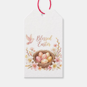 Påsknäste med ägg presentetikett
