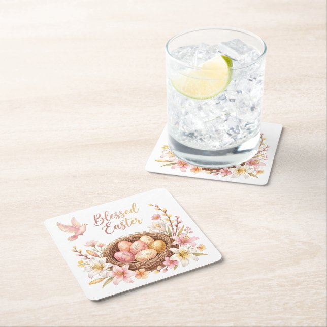 Påsknäste med ägg underlägg papper kvadrat (Insitu)