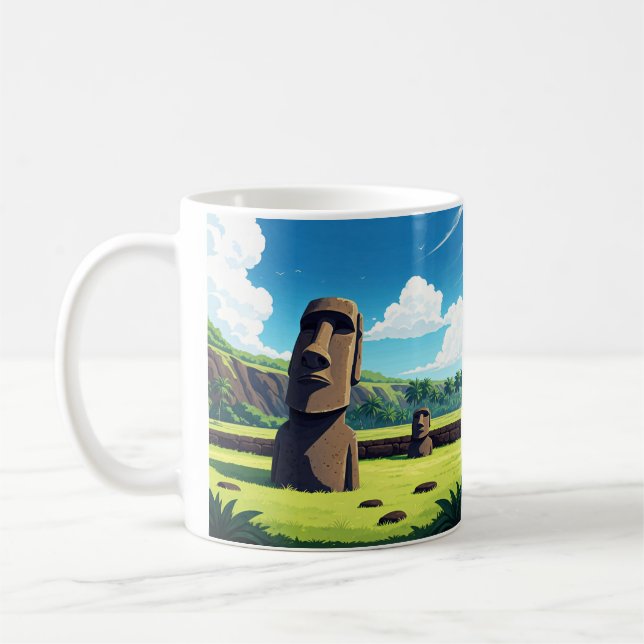 Påskön Chile Moai Resa Kaffemugg (Vänster)