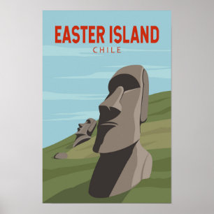 Påskön Chile Retro Resa Konst Vintage Poster