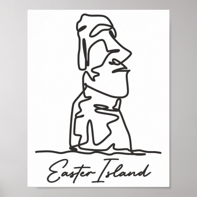 Påskön Isla De Pascua Polynesien Chile Staty Poster (Framsidan)