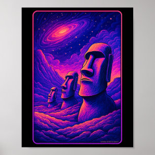 Påskön Moai-huvuden - Rapa Nui Alien Galaxy A Poster