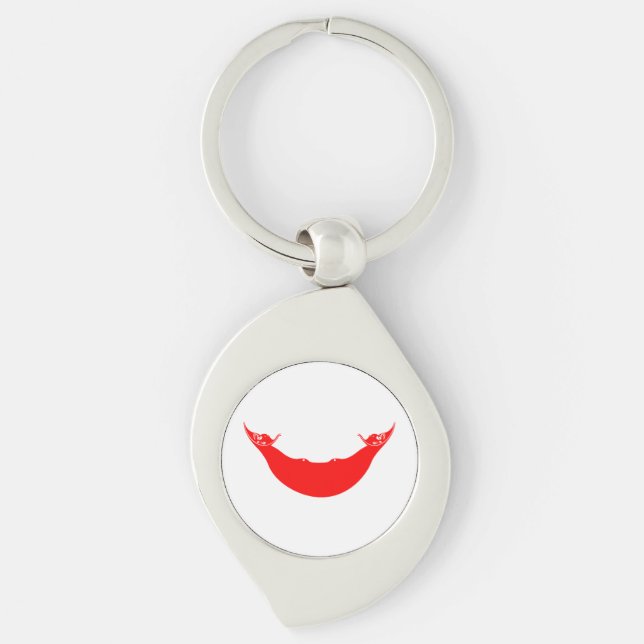 Påsköns flagga swirl silverfärgad nyckelring (Framsidan)