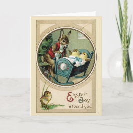 Påskpappakanin och chickhälsningkort helgkort