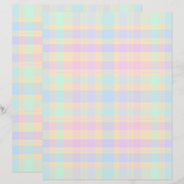Påskpastellrutigt 2-sidigt scrapbookpapper (Fram/baksida)