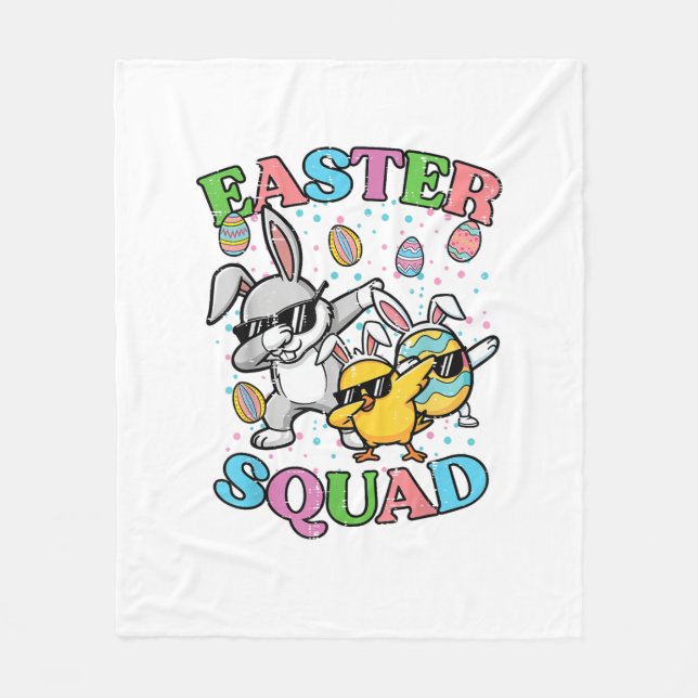 Påskpatrull Kanin Ägg Kyckling Dab Lag Matchande M Fleecefilt (Framsidan)