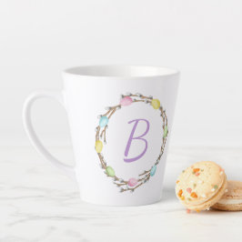 Påskpilkrona med monogram och pastella ägg