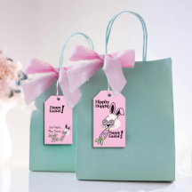 Påskpresentetikett Retro Flower Power Kanin