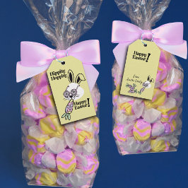 Påskpresentetikett Retro Flower Power Kanin Presentetikett