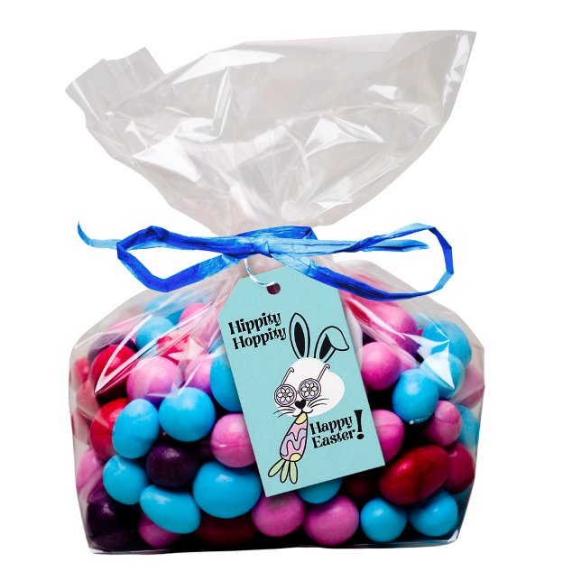 Påskpresentmärke Retro Flower Power Kanin Presentetikett (Skapare uppladdad)