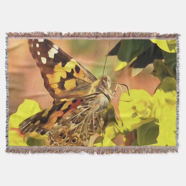 Paskriven Dam Butterfly på Myrtle Spurge Filt (Framsidan)