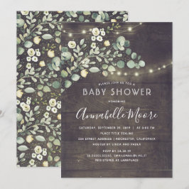 Paskriven Greenery Rustic Land Baby Shower Inbjudningar