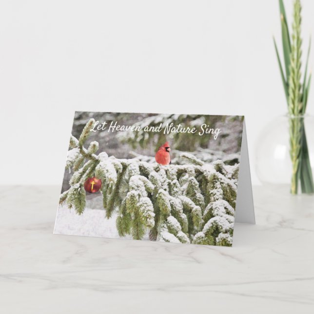 Paskriven kardinal Snö Heaven och Natur jul Kort (Framsida)
