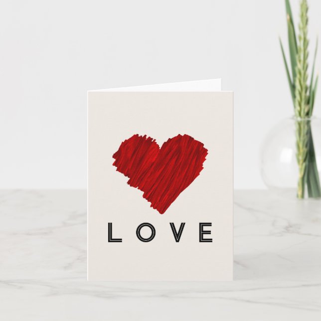 Paskriven Red Heart KÄRLEK Tack Kort (Framsida)
