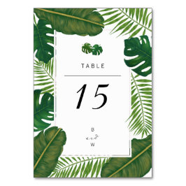 Paskriven Tropical Löv Beach Wedding Bordsnummer
