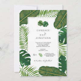 Paskriven Tropical Löv Beach Wedding Inbjudningar