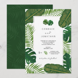 Paskriven Tropical Löv Beach Wedding Inbjudningar