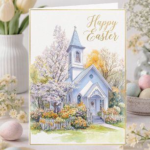 Påsksegen Vattenfärg Vår Kyrka Blommor Kort