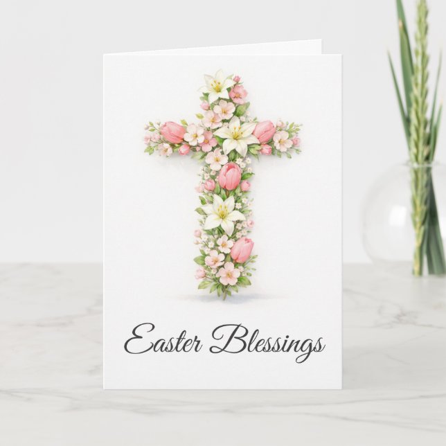 Påsksegens blomkors kristen påsk  kort (Framsida)