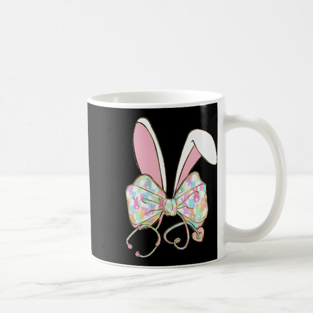 Påsksjuksköterska Coquette Bow Stethoscope Bunny S Kaffemugg (Höger)