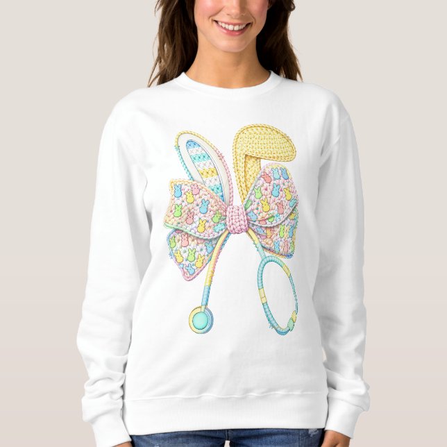 Påsksjuksköterska Garn Virka Kaninöron T Shirt (Framsida)
