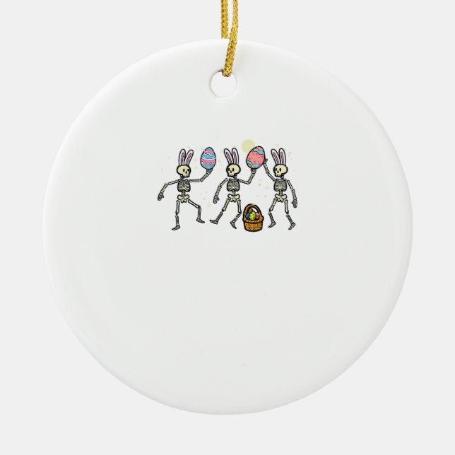 Påskskelett som dansar Ägg Roliga Ben Män Kvinnor Julgransprydnad Keramik (Framsidan)